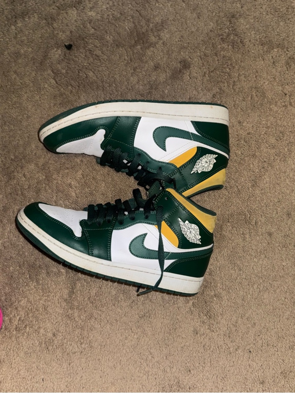Air Jordan 1 High Top Sneakers - Green White Yellow